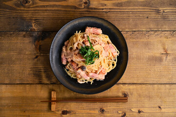 明太豆乳クリームパスタ