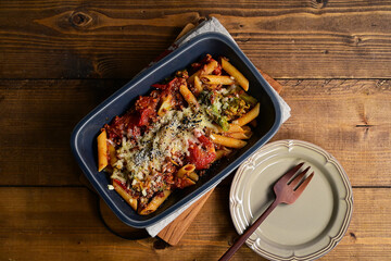 ミートソースのペンネ