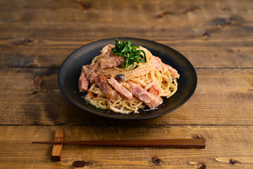 明太豆乳クリームパスタ