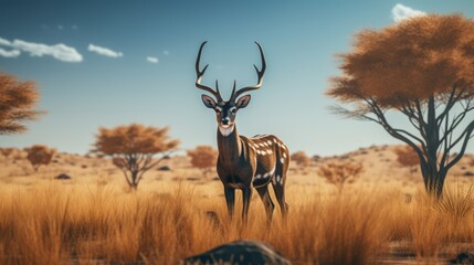 Deer in the savanna, AI generated Image