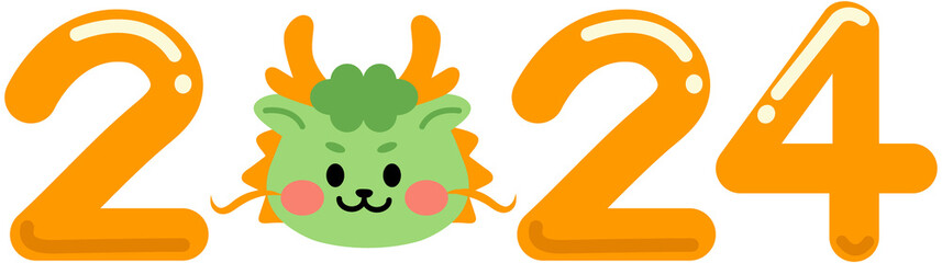 2024 New Year Cute Dragon Zodiac