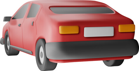 3D Red Car Vintage Model