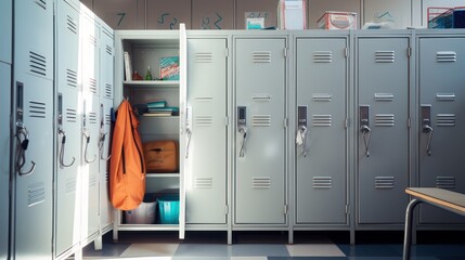 Photograph of Open locker in high school - Powered by Adobe