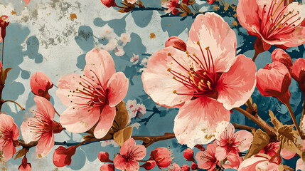 Vintage Cherry Blossom Pattern