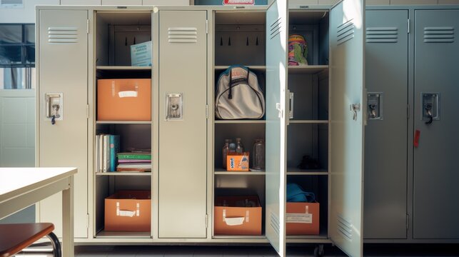 Photograph of Open locker in high school
