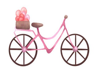 pink bicycle isolated on white