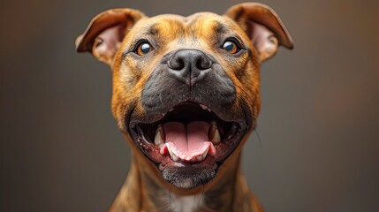 Fototapeta premium Studio Portrait Funny Excited Bull Terrier, Desktop Wallpaper Backgrounds, Background HD For Designer