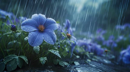 Rolgordijnen Close up of flower with raindrops © ehsan