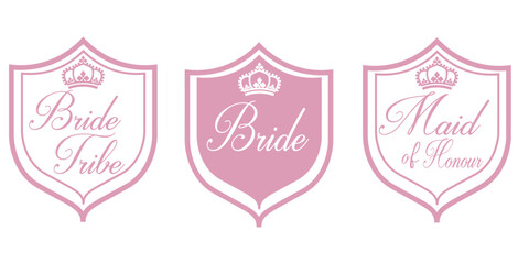 Brides Squad Bachelorette party bridal Pink Tshirt Graphic Fashion logo Trending Apparel Emblem Slogan Vector