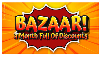 Fototapeta premium Text effect Bazaar offer banner comic style template
