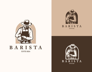 Barista Coffee Mascot Logo Design