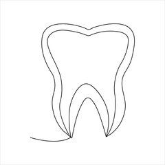 Continuous beautiful one line teeth drawing art design