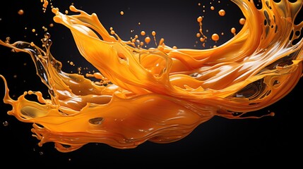 close-up of beautiful splashes of gold or orange. water spray with drops