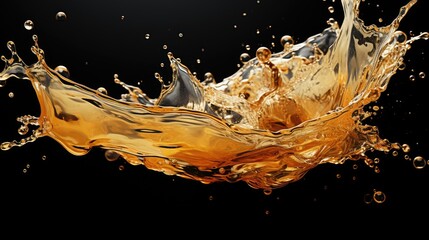 close-up of beautiful splashes of gold or orange. water spray with drops