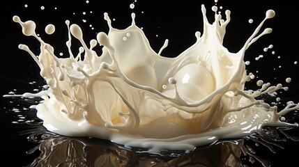 Milk liquid splash in circle on black background