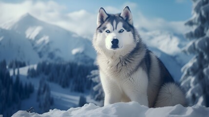 siberian husky in the snow