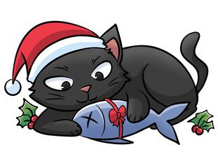 Cat with christmas hat