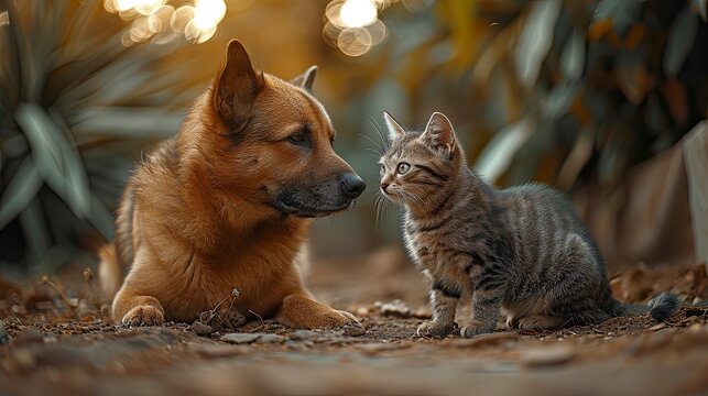 Stray Dog Cat Caring Each Other, Desktop Wallpaper Backgrounds, Background HD For Designer