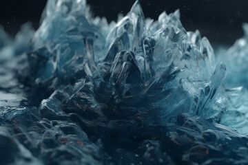 Obraz premium Graphic resources, nature concept. Close-up macro view of transparent sharp or spikes ice or glass background with copy space