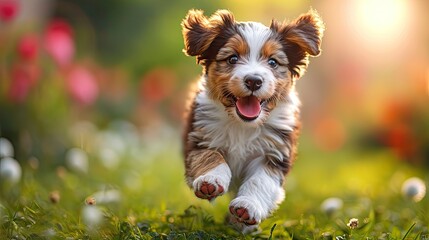 Playful Happy Pet Dog Puppy Running, Desktop Wallpaper Backgrounds, Background HD For Designer