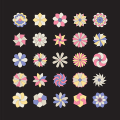 Collection of colorful flowers design.