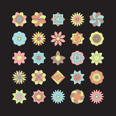 Collection of colorful flowers design.