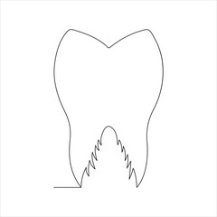 Continuous beautiful one line teeth drawing art design