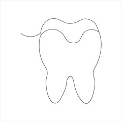 Obraz premium Continuous beautiful one line teeth drawing art design