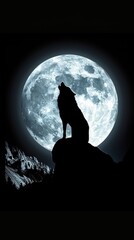A wolf howls at the moon.