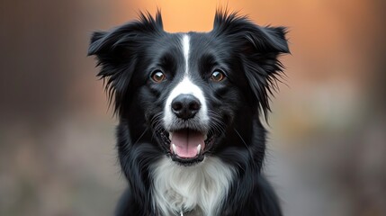 Fototapeta premium Happy Black Tri Border Collie Portrait, Desktop Wallpaper Backgrounds, Background HD For Designer