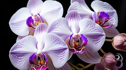 White and Purple Orchid Flowers Bloom