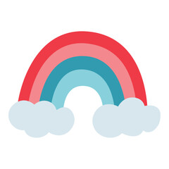 Hand Drawn Rainbow and Clouds. Element for Valentines Day, Wedding and Love Concept Vector Illustration.
