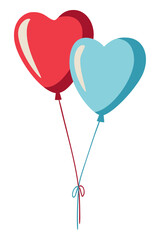 Hand Drawn Valentines Heart Shaped Balloons. Cartoon Element for Valentines Day, Wedding and Love Concept Vector Illustration.