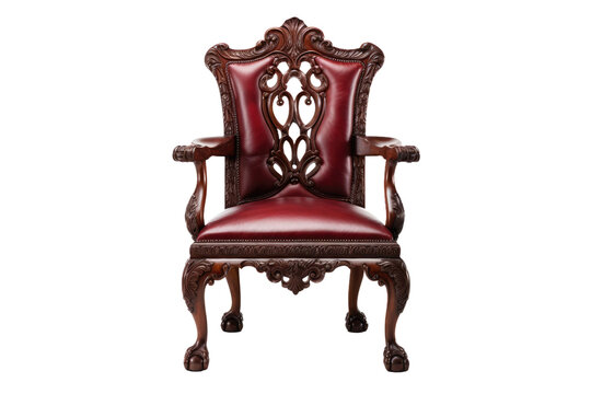 Elegant Chippendale Armchair with Intricate Details Isolated on Transparent Background