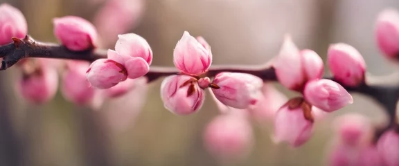 Foto op Canvas Pink spring cherry blossom flowers on a tree branch © Павел Кишиков