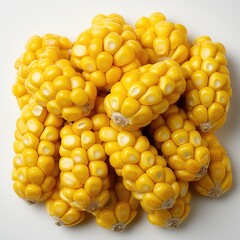 Top view of fresh corn on white background.