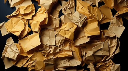 Pieces of torn cardboard paper on a black background