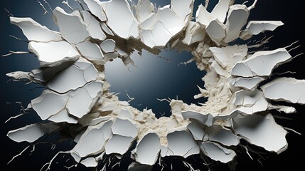 Torn holes and torn paper on white paper