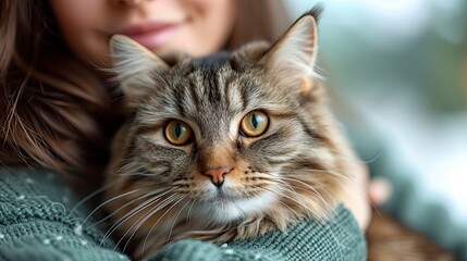 Female Veterinarian Holds Sick Cat Close, Desktop Wallpaper Backgrounds, Background HD For Designer