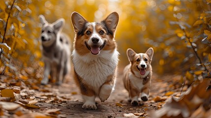 Friends Pets Cat Corgi Dog Walk, Desktop Wallpaper Backgrounds, Background HD For Designer