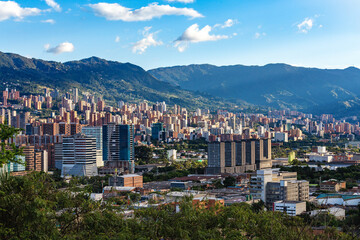 Cityscape view of Medellin, second-largest city in Colombia after Bogota. Capital of the Colombian department of Antioquia. Colombia - obrazy, fototapety, plakaty