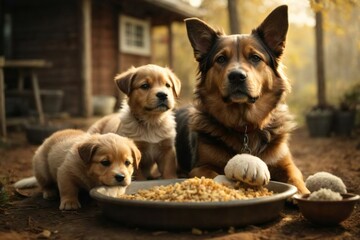 Dog and puppies Generative AI