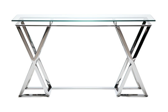 Premium Crystal and Chrome Console Table Display Isolated on Transparent Background