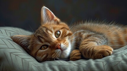 Cute Ginger Tabby Cat Laying, Desktop Wallpaper Backgrounds, Background HD For Designer
