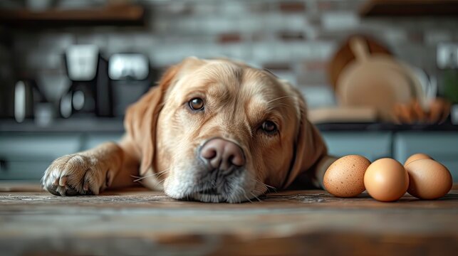 Cute Labrador Dog Lying Kitchen Easter, Desktop Wallpaper Backgrounds, Background HD For Designer