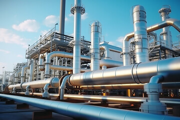 Fototapeta premium Pipeline and pipe rack and industrial plant