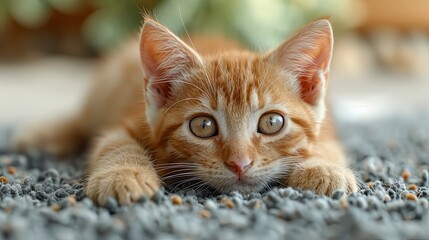 Fototapeta premium Cute Red Cat On Carpet Living, Desktop Wallpaper Backgrounds, Background HD For Designer