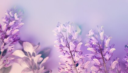 Purple blossoms in an abstract flowery background with gentle pastel colors