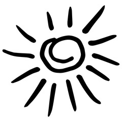 Doodle Sun Scribble. Vector solar symbols set for logo design.