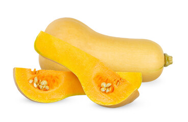 Sliced of Butternut isolated on white background.